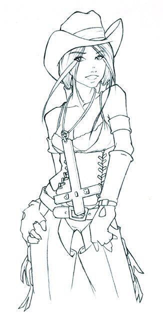 326x628 Awesome And Beautiful Cowgirl Coloring Page For Teenage Girls
