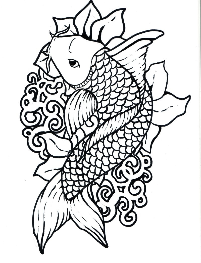800x1046 Adult Coloring Pages Abstract Coy Fish Printable