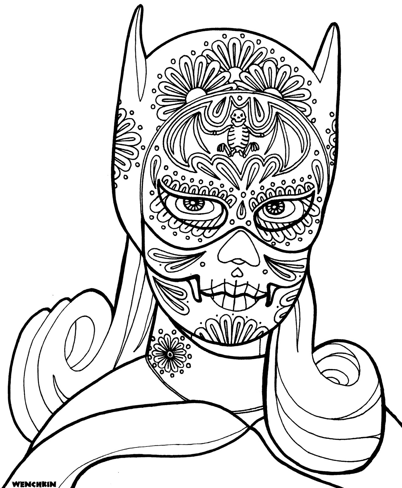 1319x1600 Dia De Los Muertos Batgirl Coloring Pages