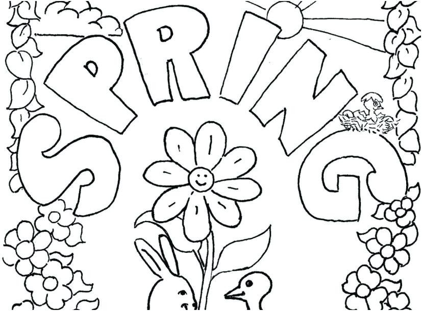 827x609 Impressive Decoration Spring Coloring Pages Simple Spring Coloring