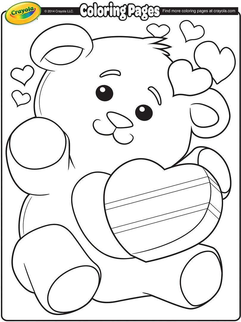 810x1080 Valentine's Teddy Bear Coloring Page