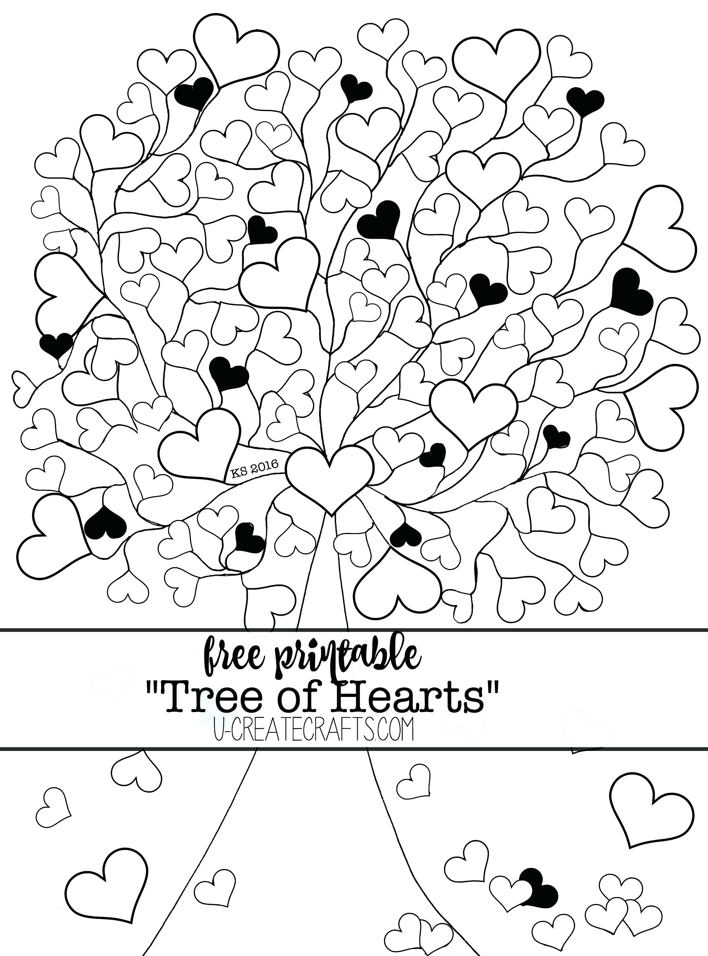 2333x3147 Create Coloring Page Tree Of Hearts