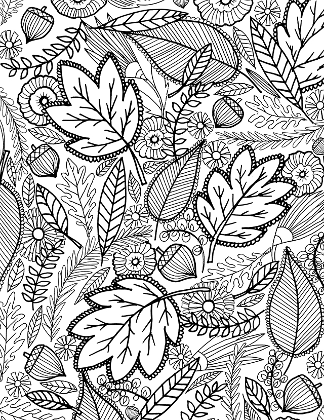 640x829 Fall Coloring Pages For Adults Interesting