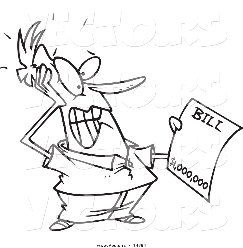 1024x1044 Vector Of A Cartoon Man Holding An Extreme Billing Statement