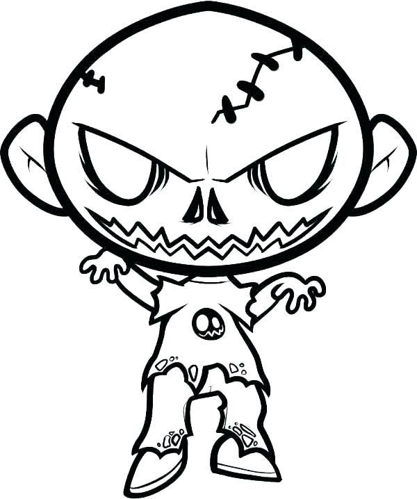 600x718 Awesome Scary Coloring Pages To Print Zombie Creepy Coloring Page
