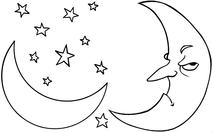 720x450 Moon Coloring Pages Unique Crescent Moon With Stars Coloring Page