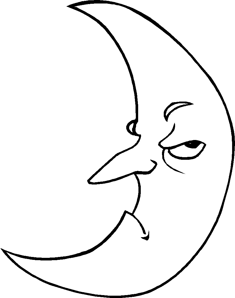 808x1024 Crescent Moon Coloring Page