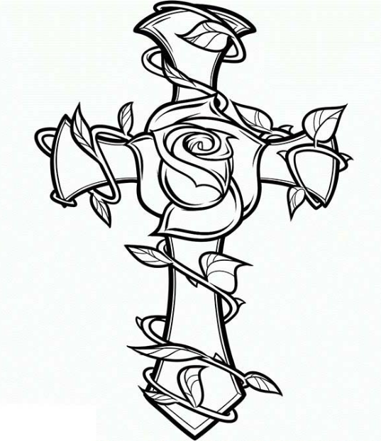537x622 Rose Cross Coloring Page Coloring Book