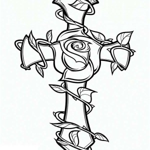 300x300 Winsome Inspiration Coloring Pages Of Crosses Cross And Rose Page