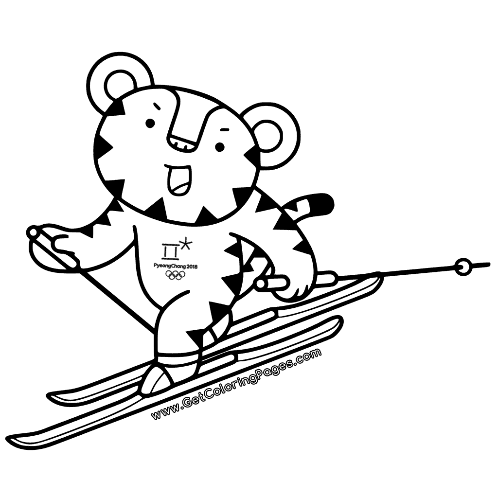 1024x1024 Cross Country Skiing Coloring Page