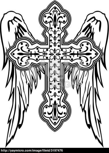 378x530 Cross With Wings Coloring Pages Clip Art, Template, And Art