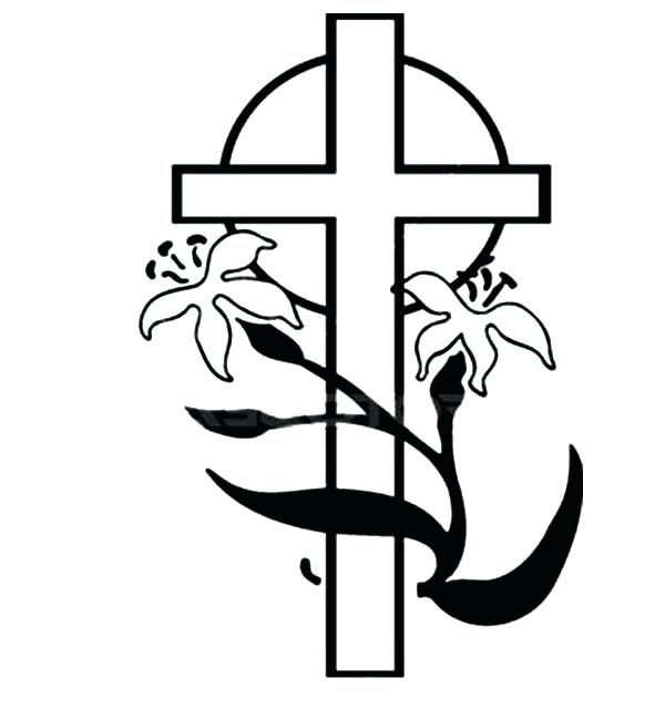 600x640 Cross Flowers Coloring Pages Cross And Roses Cross
