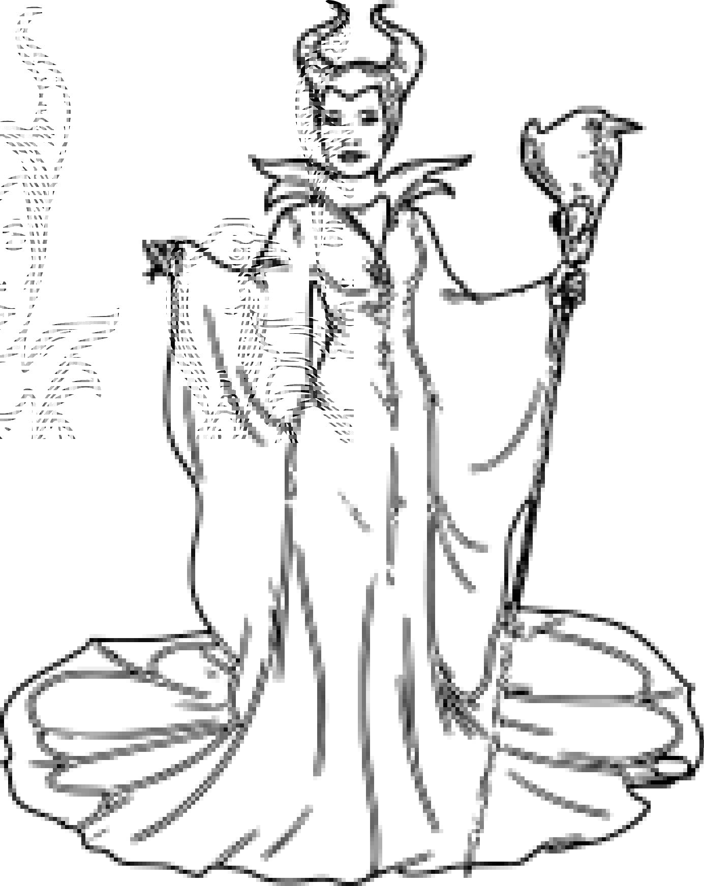 1385x1744 Maleficent Coloring Page Free Printable Pages