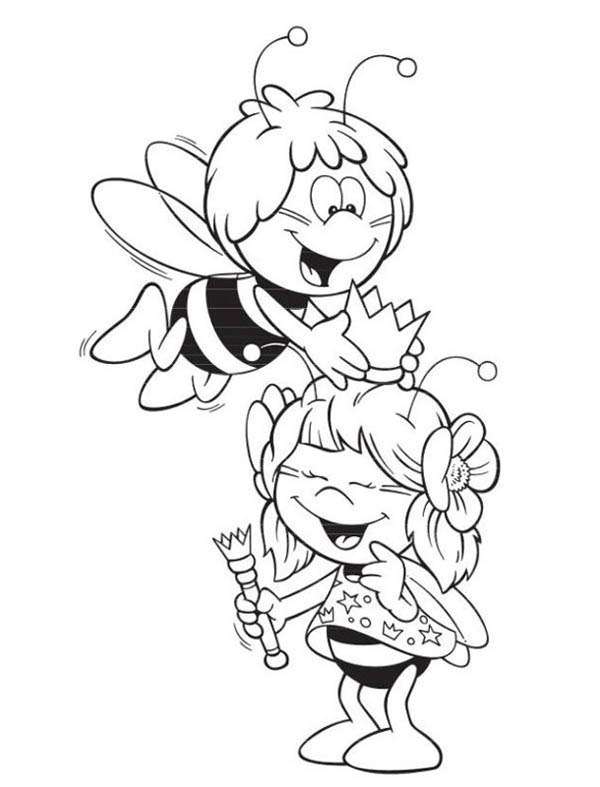 600x787 Maya The Bee Playing With The Royal Crown Coloring Page