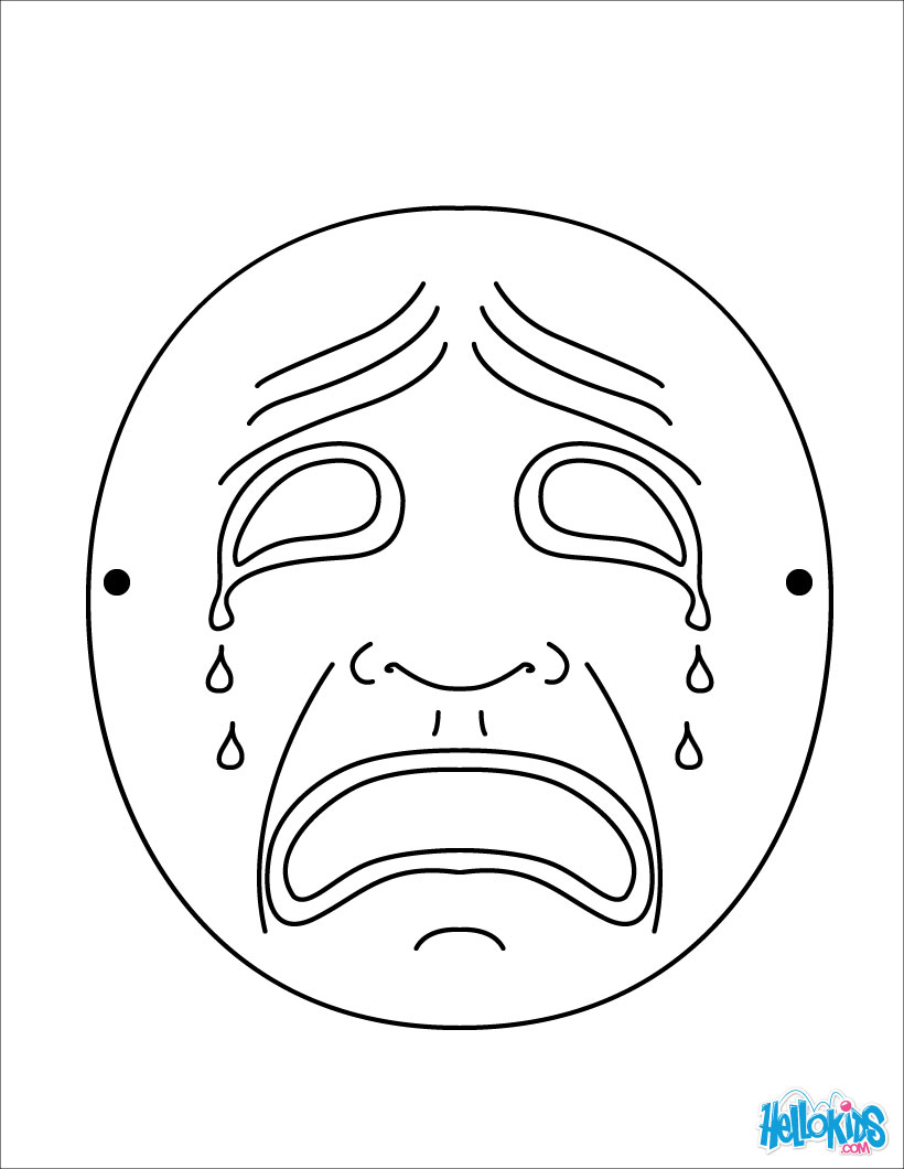 820x1060 Crying Moon Mask Coloring Pages