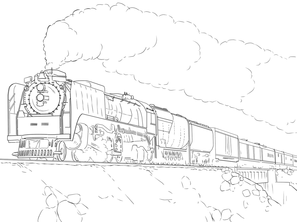 1024x768 Huge Gift High Speed Train Coloring Pages Union Pacific Page