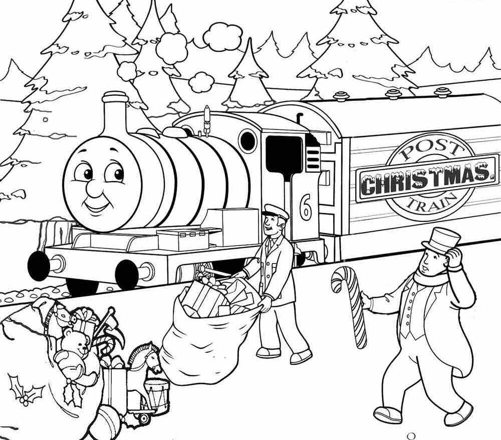 1000x877 Santa Train Coloring Page