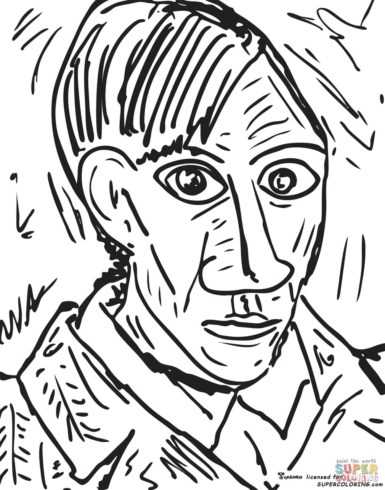 1300x1656 Self Portrait Pablo Picasso Coloring Page Free Printable Self