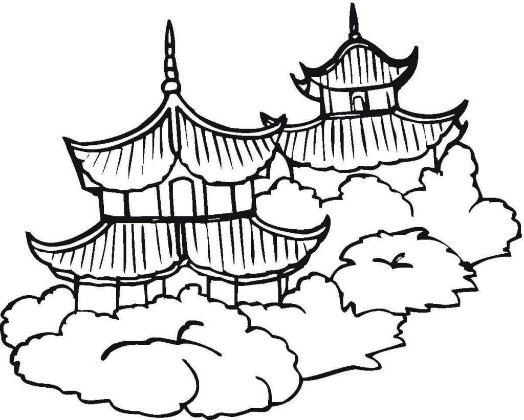 1024x821 Pagodas Chinese Culture Coloring Page