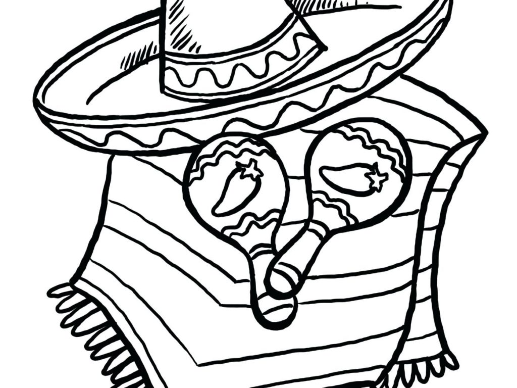 1024x768 Coloring Pages Mexico Coloring Pages Sombrero And Maracas Food
