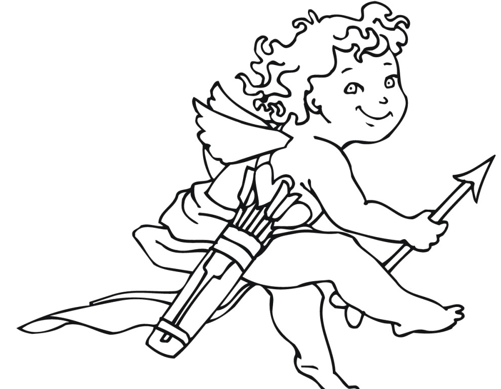 989x768 Cupid Coloring Pages
