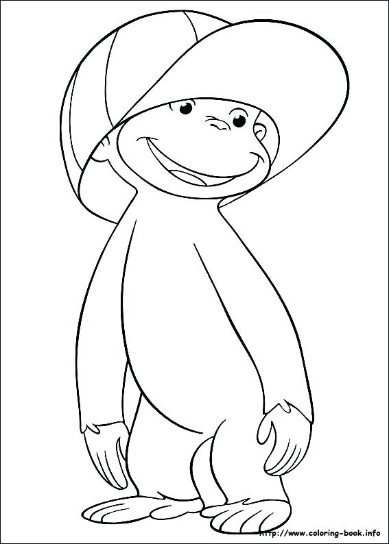 567x794 Curious George Coloring Page Wearing Hat Curious Coloring Pages