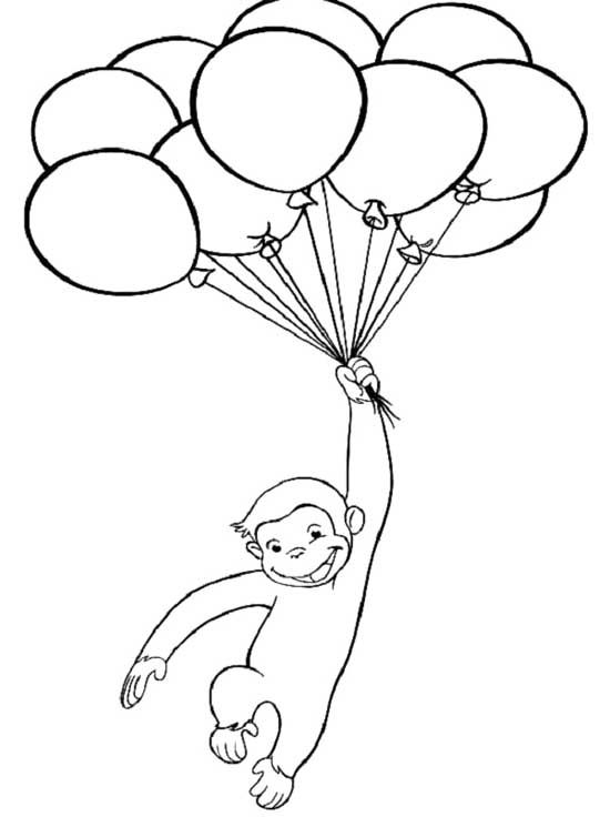 550x745 Curious George With Balloons Coloring Page Bday
