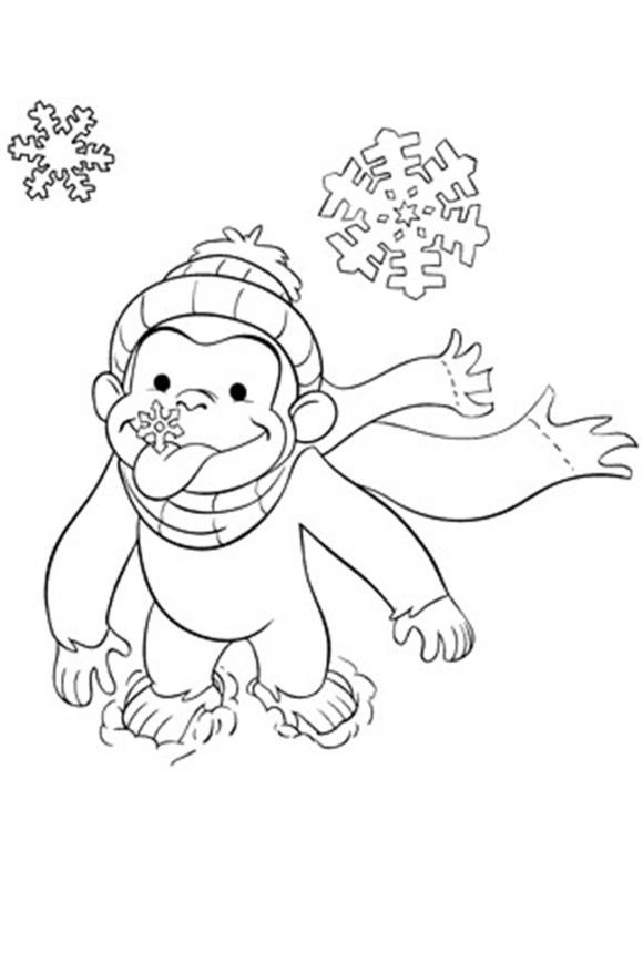580x870 Curious George Winter Coloring Page Winter Olympics Crafts