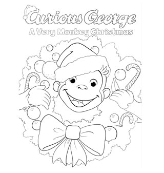 320x337 Curious George Christmas Coloring Page Happy Holidays Pbs