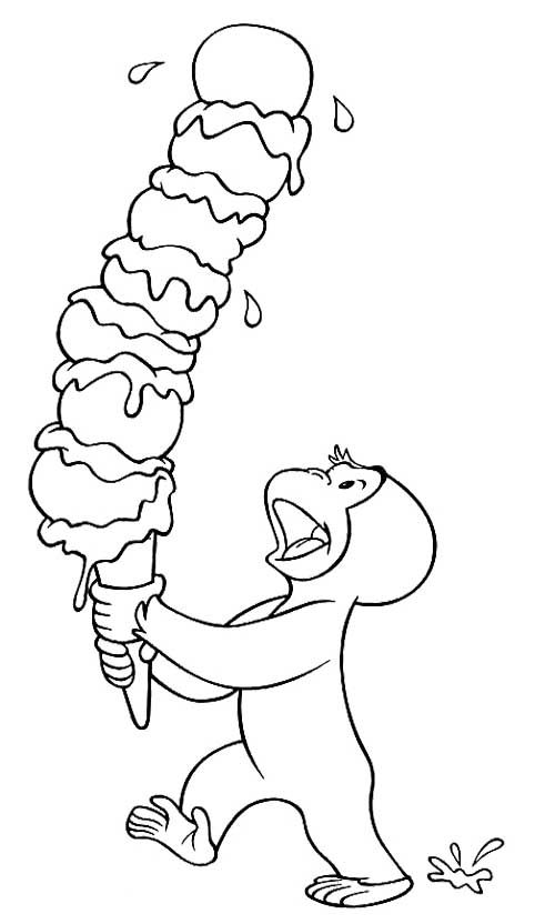 500x832 Curious George Eat Big Ice Cream Coloring Page Coloring Pages