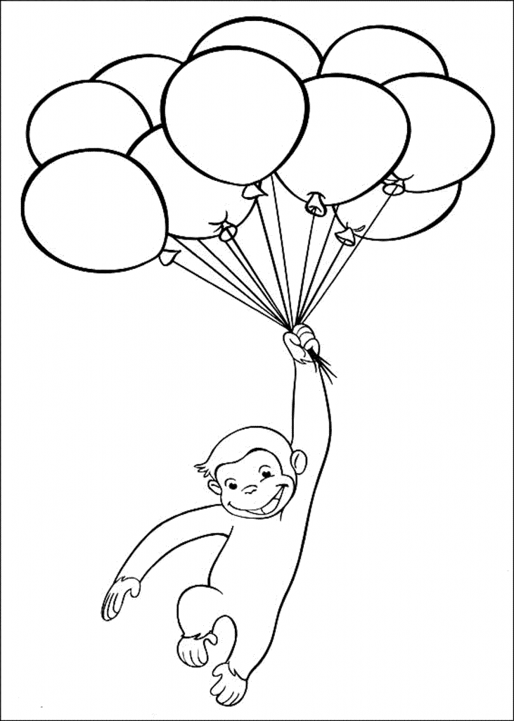 731x1024 Curious George Coloring Pages Birthday Free Cartoon Printable