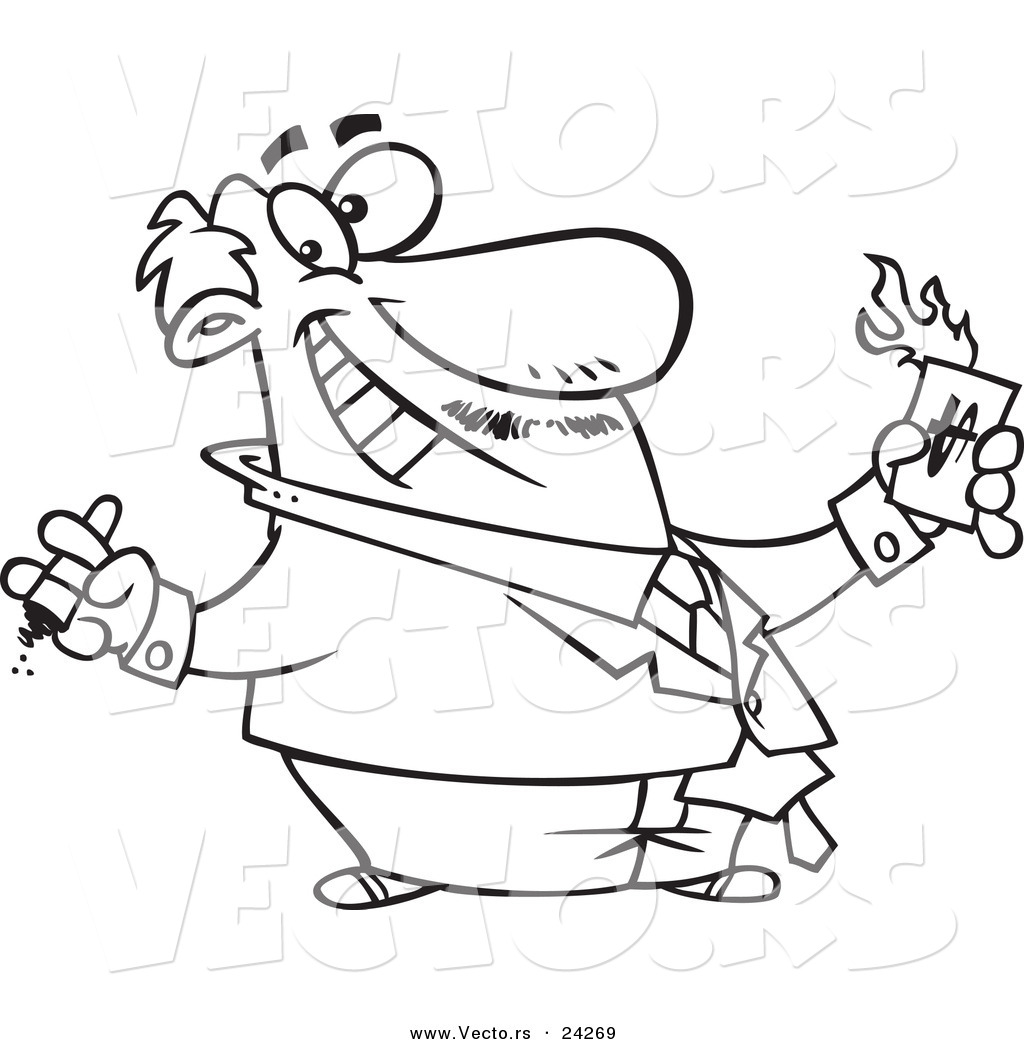 1024x1044 Vector Of A Cartoon Wealthy Businessman Burning Money