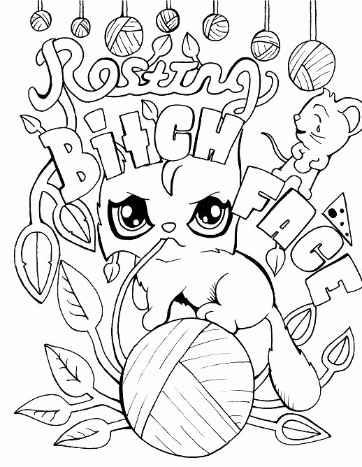 518x668 Cuss Word Coloring Pages Photograph Cat Adult Coloring Page Swear