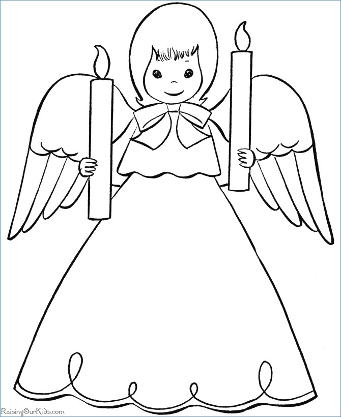 670x820 Cute Little Christmas Angel With Animals Coloring Pages
