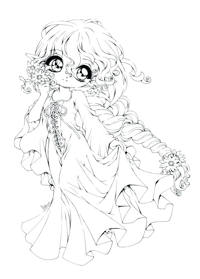 687x957 Anime Fox Girl Coloring Pages