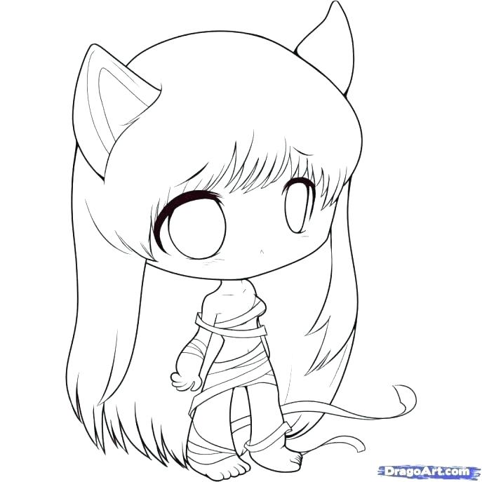 Cat Cute Cat Coloring Pages Anime Girl Allwallpaper