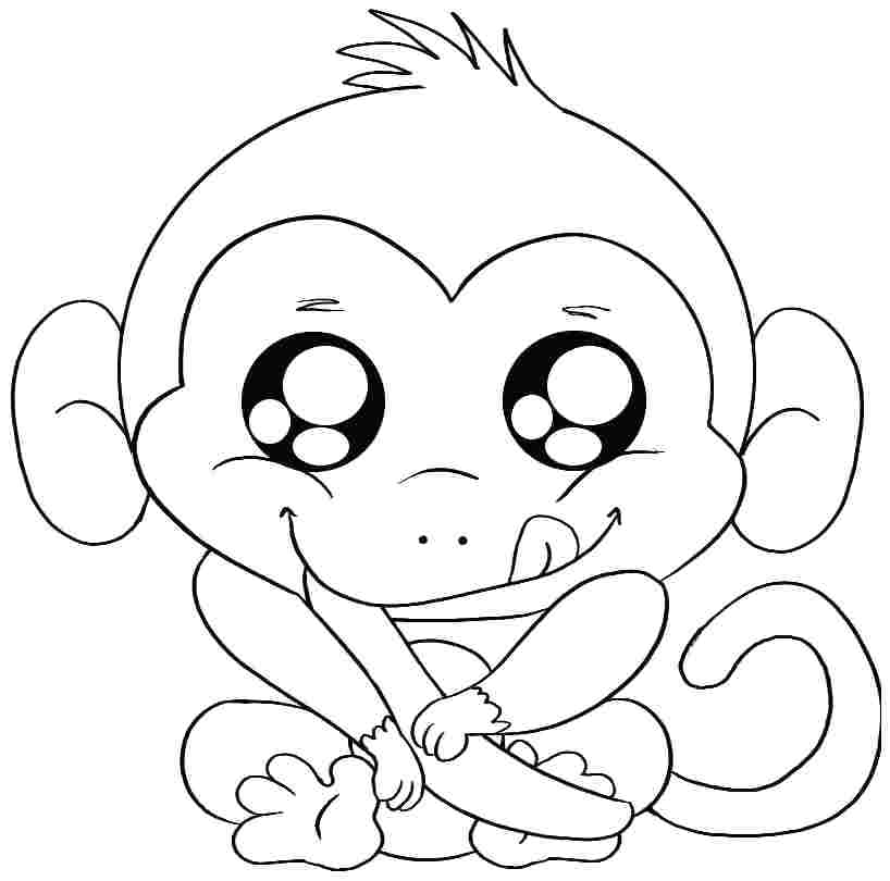 818x810 Monkey Color Pages Cute Monkey Coloring Pages Free Baby Monkey