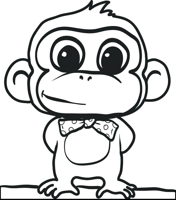 616x700 Baby Monkey Drawing Coloring Pages Of Baby Monkeys Monkey Coloring