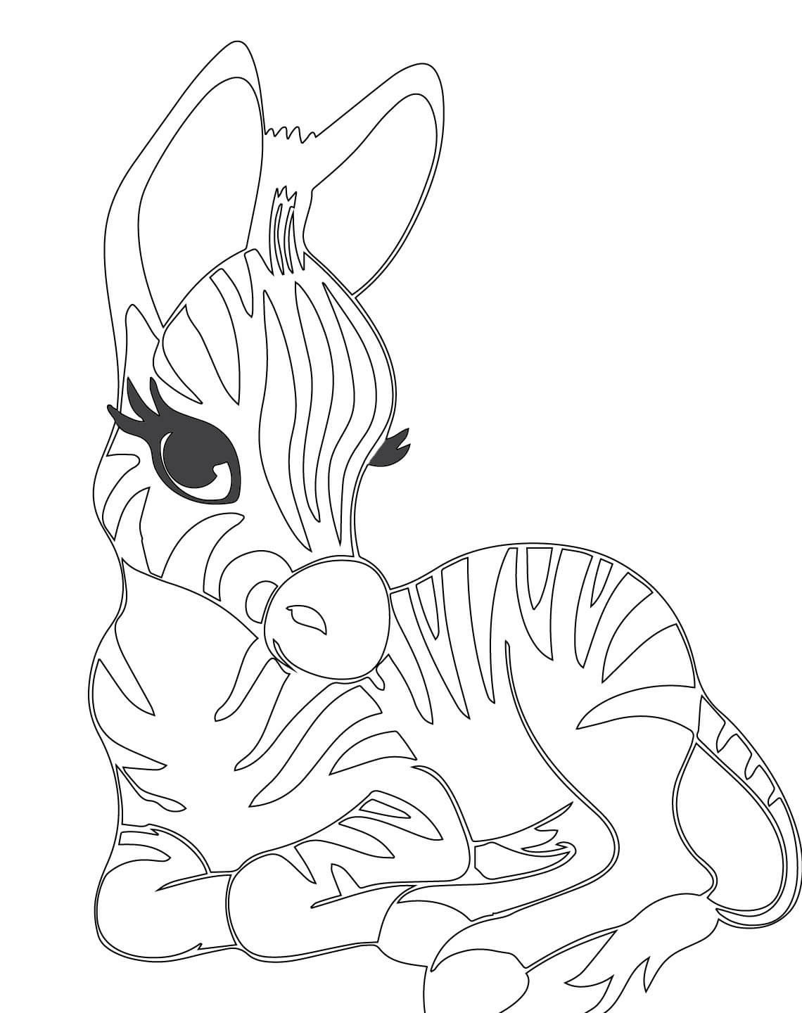 1140x1440 Cute Baby Zebra Coloring Page Clipart