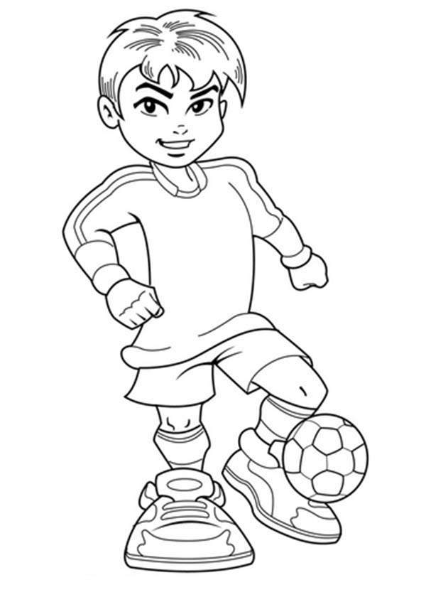 600x847 A Cute Boy On Complete Soccer Jersey Coloring Page