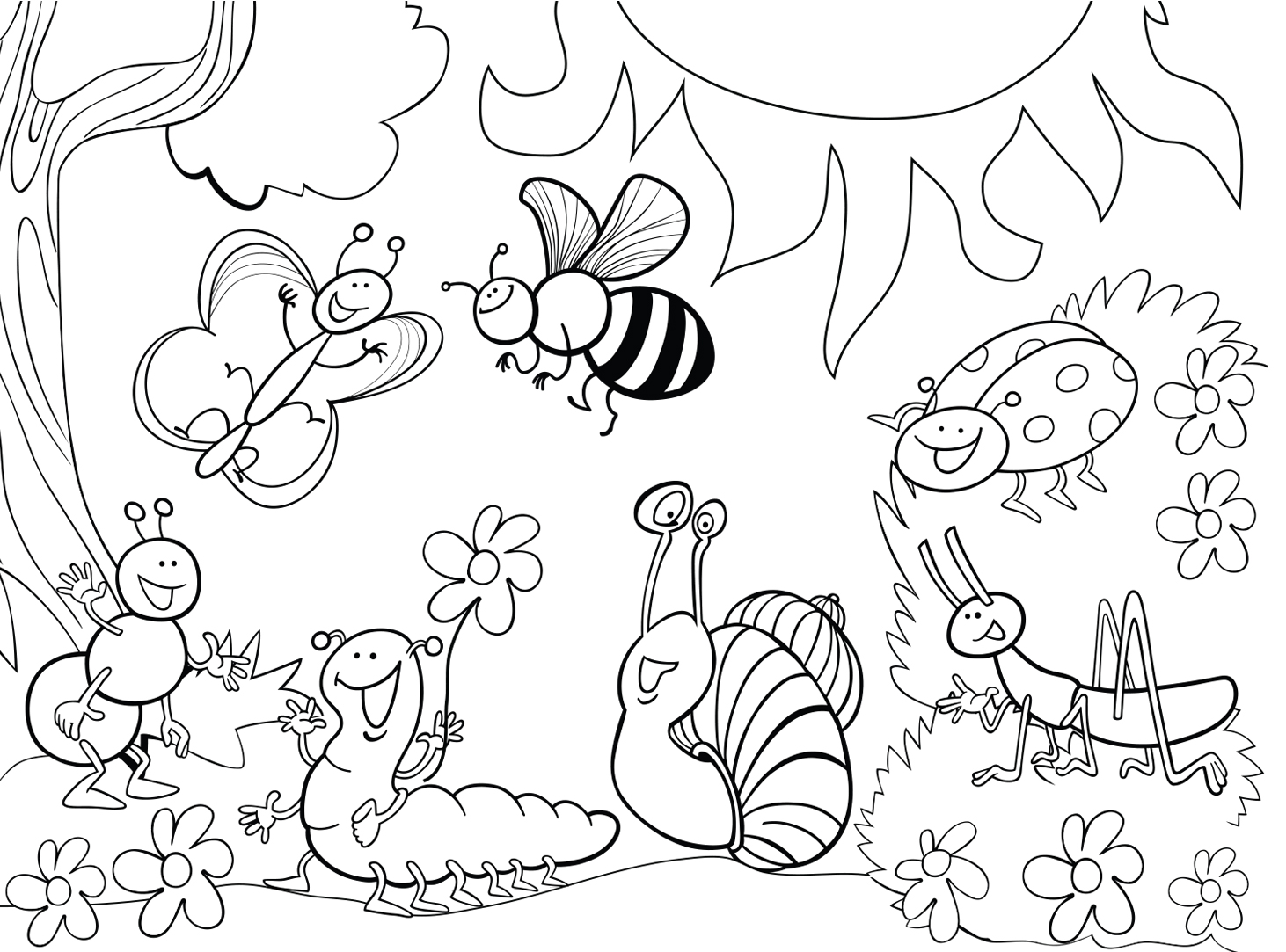1462x1083 Bug Coloring Pages Printable In Beatiful Print Kids Within