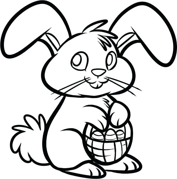 600x608 Bunny Coloring Page Bunny Coloring A Cute Bunny Holding An Basket