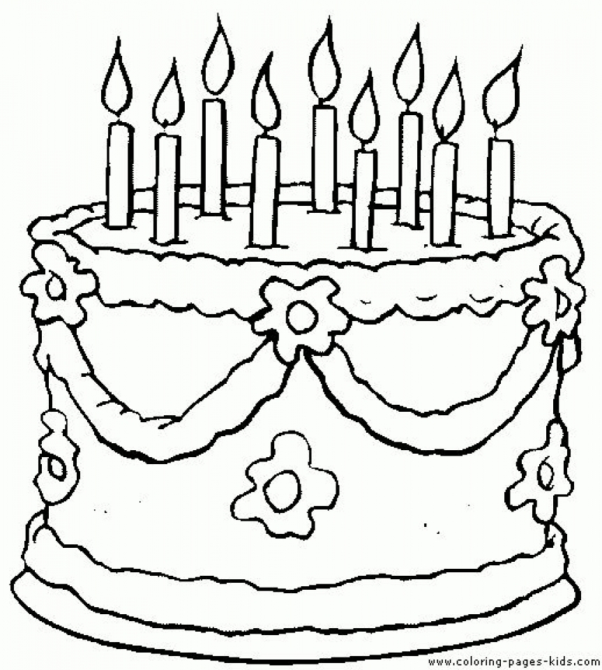863x960 Cute Birthday Cake Coloring Page