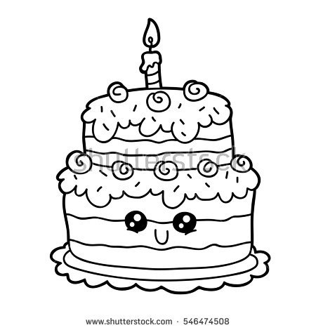 450x470 Vector Illustration Cute Cartoon Birthday Cake Stock Vector
