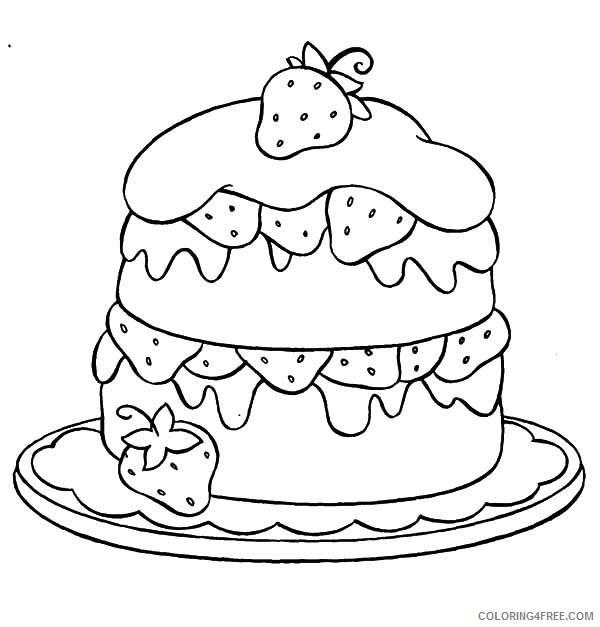 600x627 Cute Strawberry Cake Coloring Pages