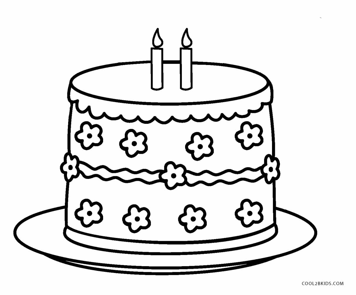1212x1003 Cake Coloring Page Pages Birthday To Color Cute Within