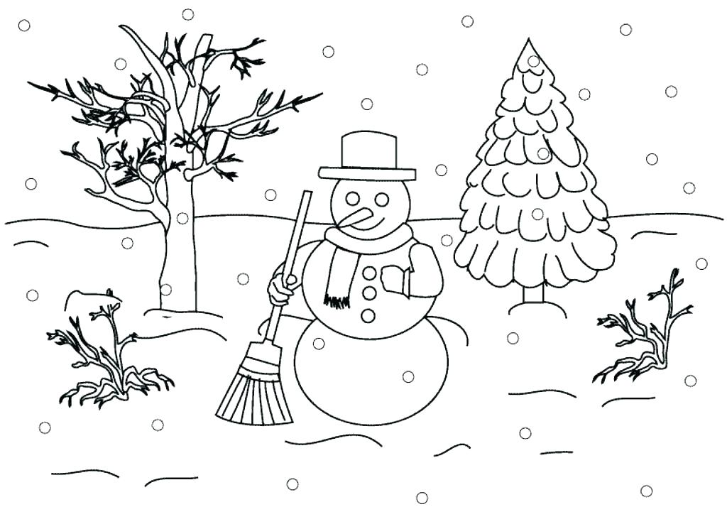 1024x745 Cute Christmas Tree Coloring Pages With Brings A Small Standing