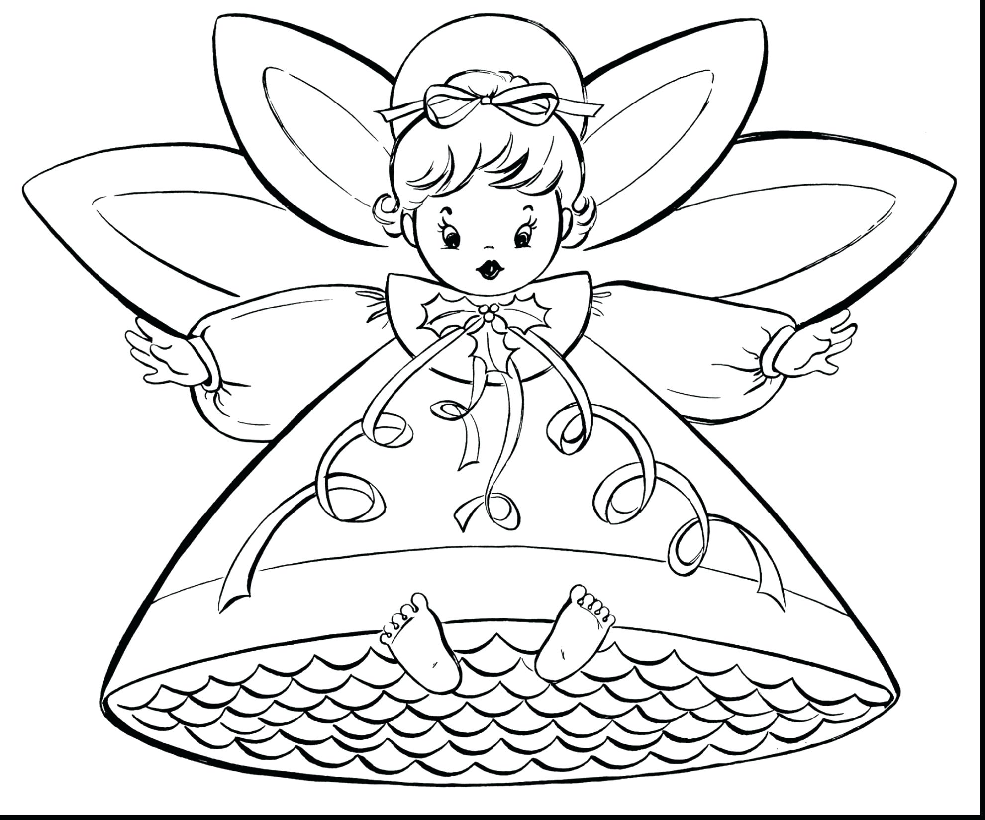 1980x1648 Cartoon Christmas Tree Coloring Pages Kids Drawn Fireplace Page