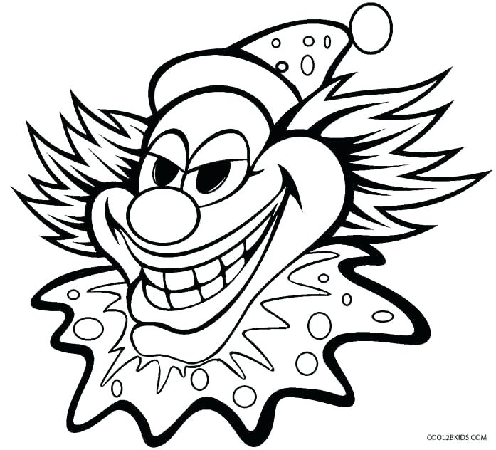 697x632 Scary Clown Coloring Pages Clown Face Coloring Page Scary Clown