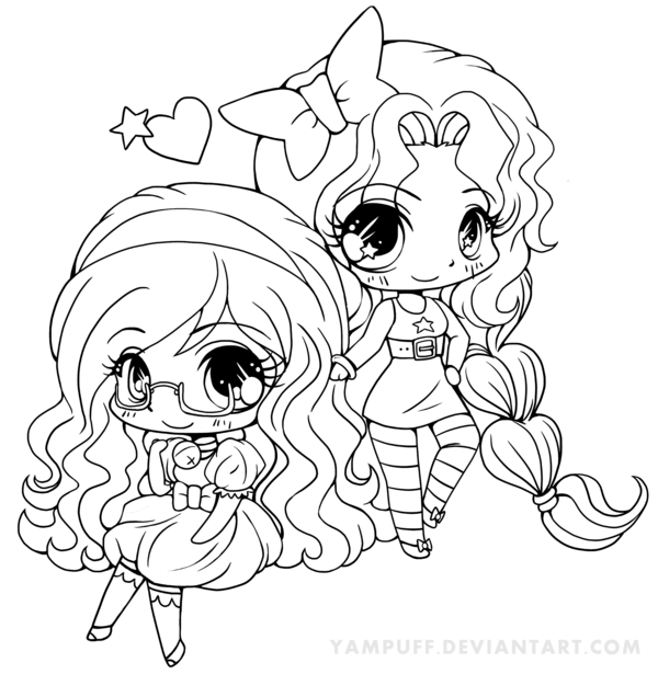 600x615 Cute Anime Coloring Pages